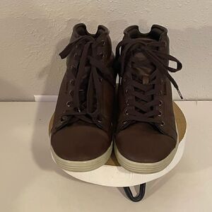 Pre-Owed Jump Ipsum Mens High Top Brown Faux Leather Sneakers Size 9